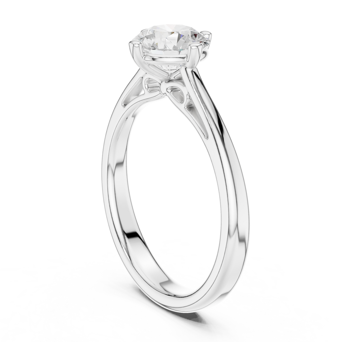 DDLR-555 - Solitaire Round Ring - White Gold