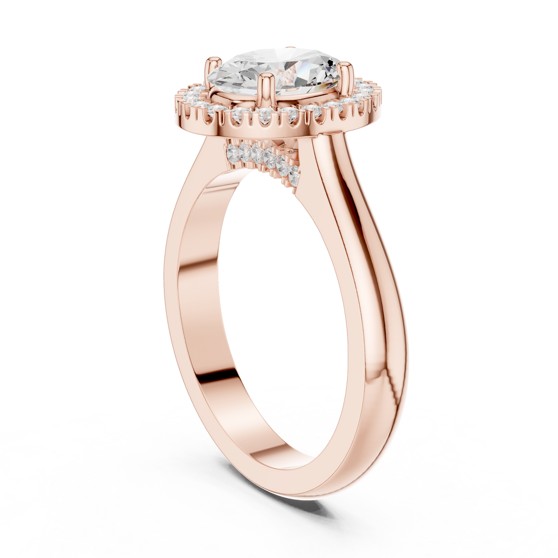 DDLR-338 OV - Halo Oval Ring - White Gold
