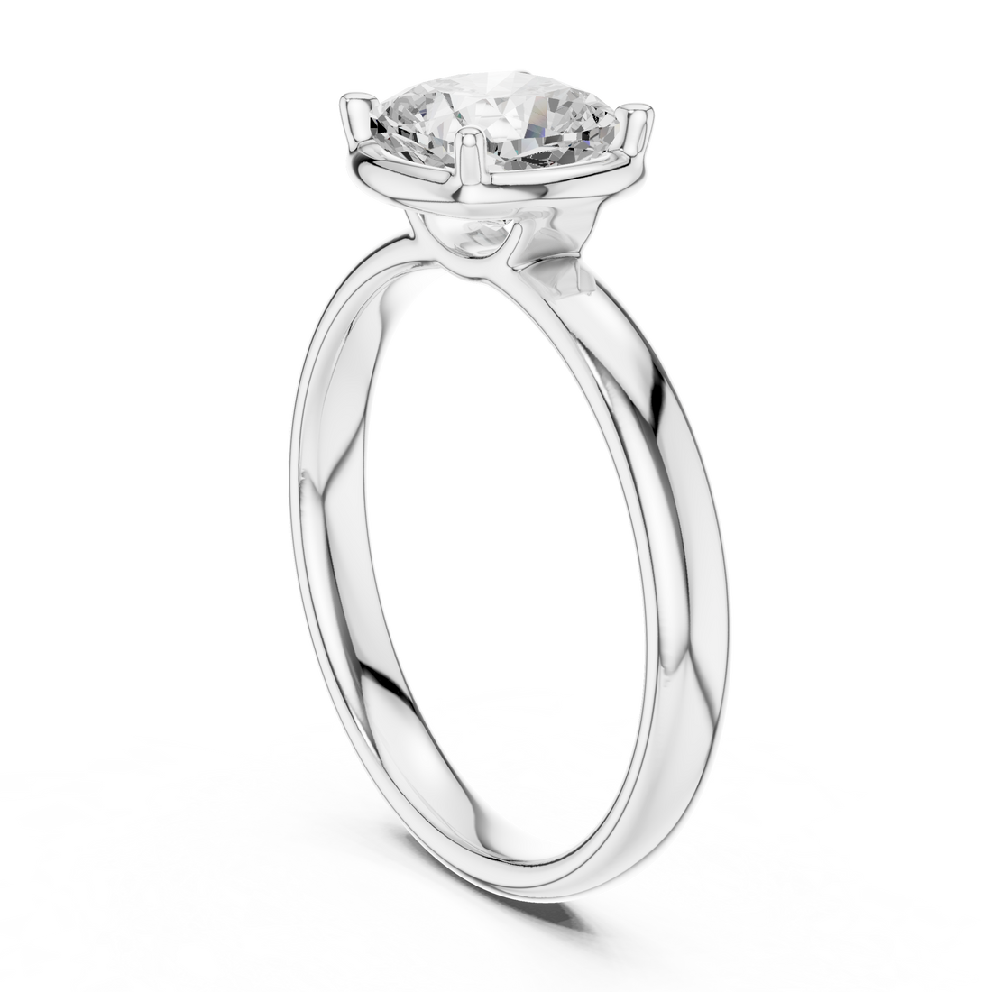 10 CU - Solitaire Cushion Ring - White Gold