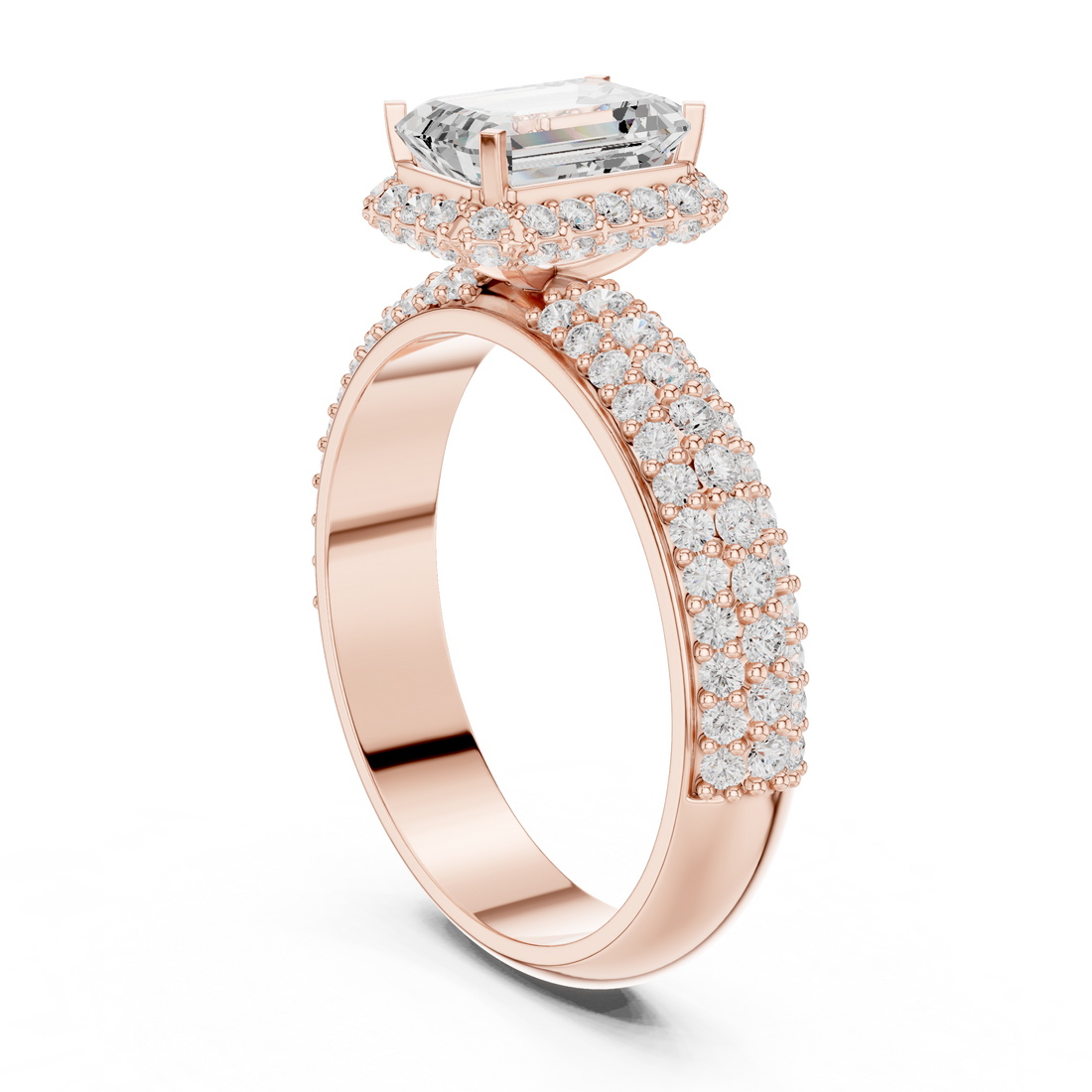 DDLR-1072 - Halo Emerald Ring - White Gold