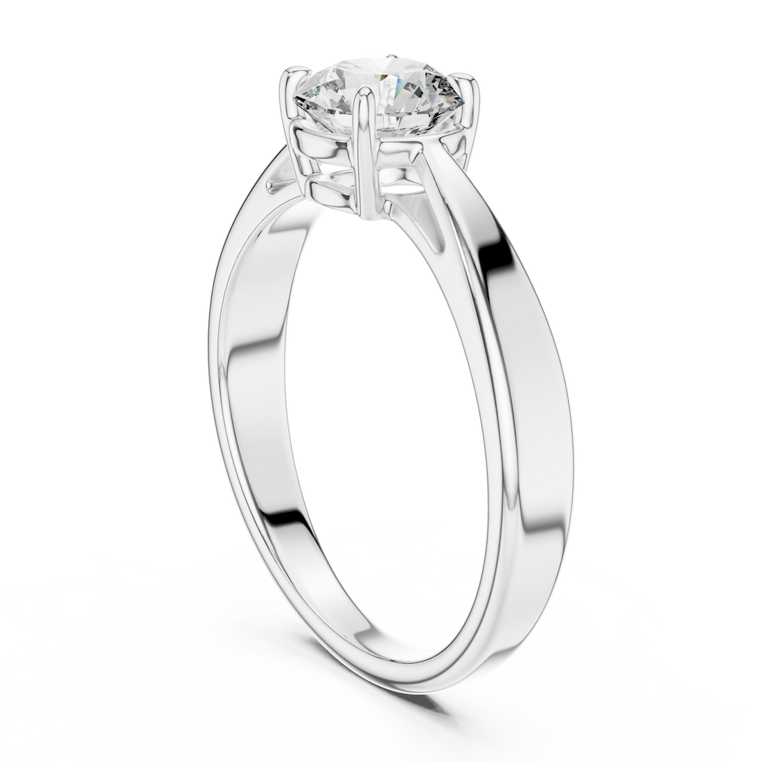 LR-0003 - Solitaire Round Ring - White Gold