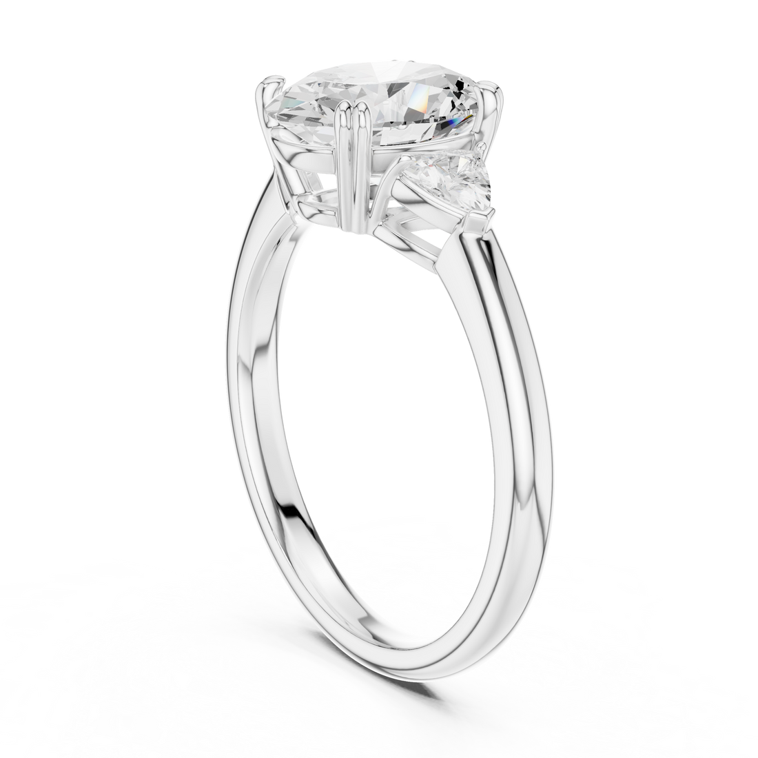 DDLR-033-OV - Three Stone Oval Ring - White Gold