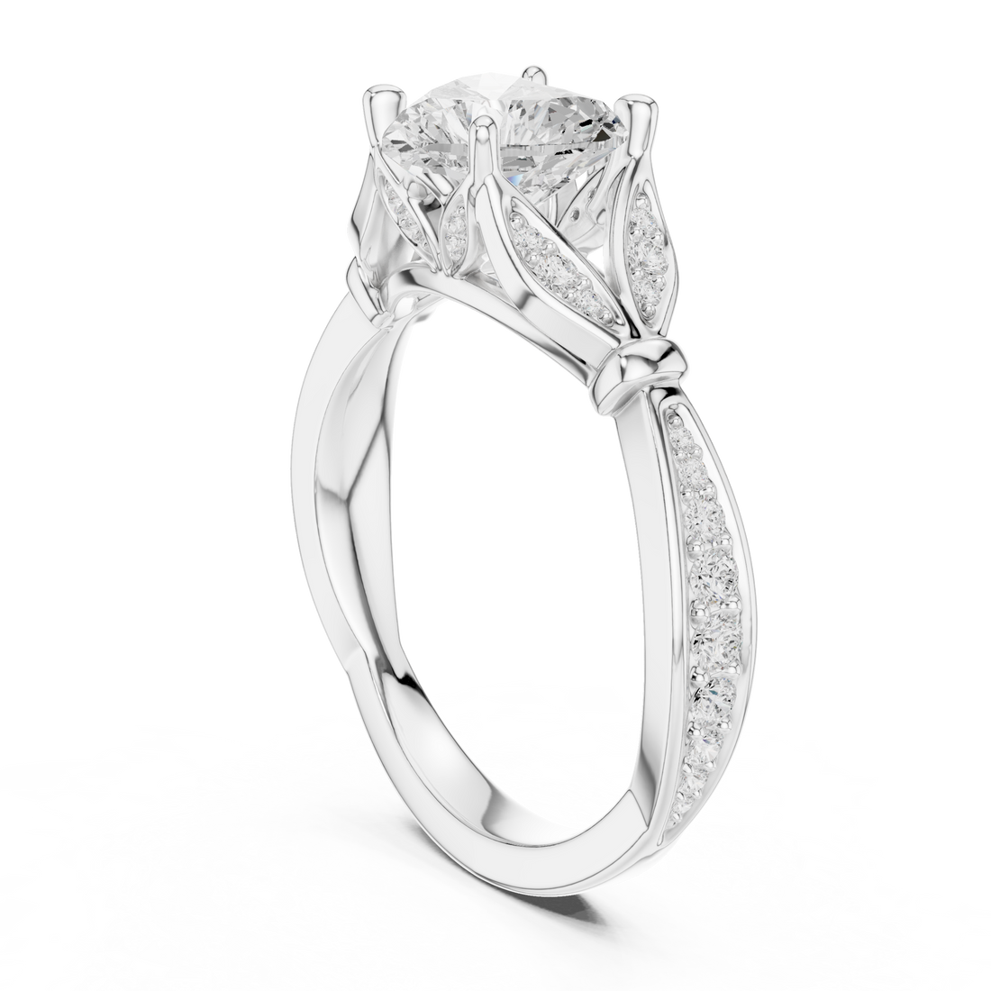 DDLR-257 - HR - Vintage Heart Ring - White Gold
