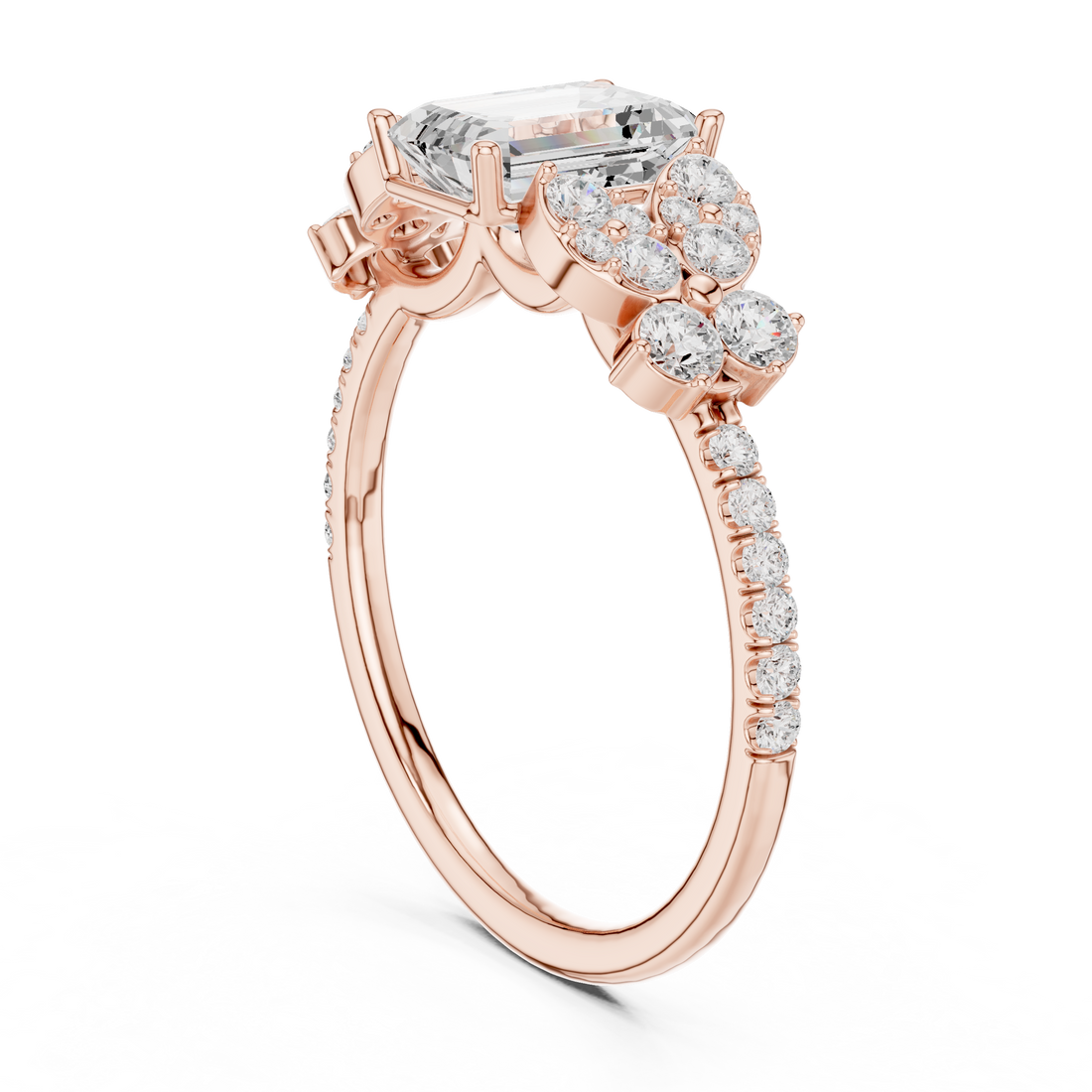 DDLR-1069 - Fashion Emerald Ring - White Gold