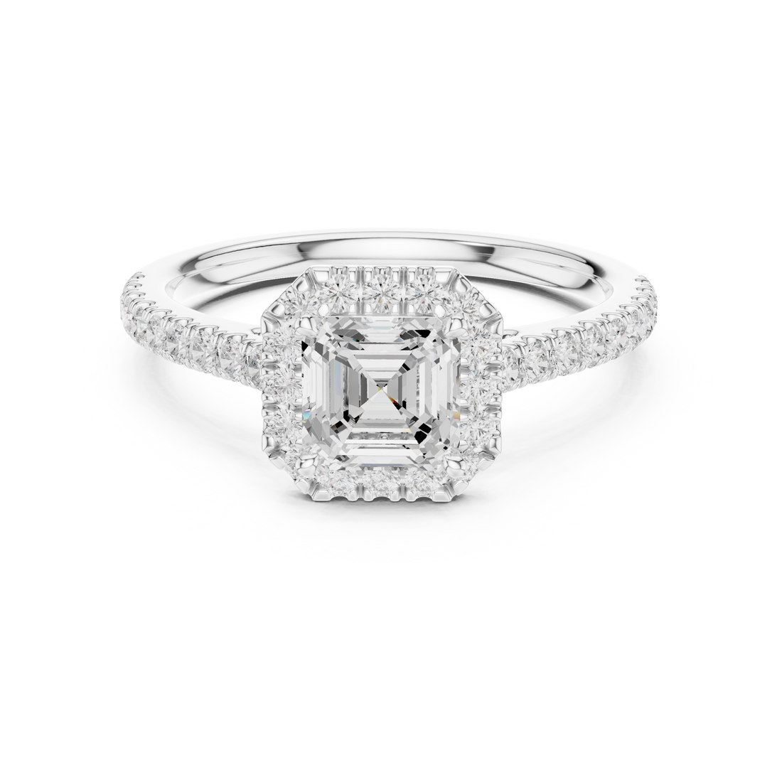 Halo Ring - Asscher | DDLR-916 - Rose Gold