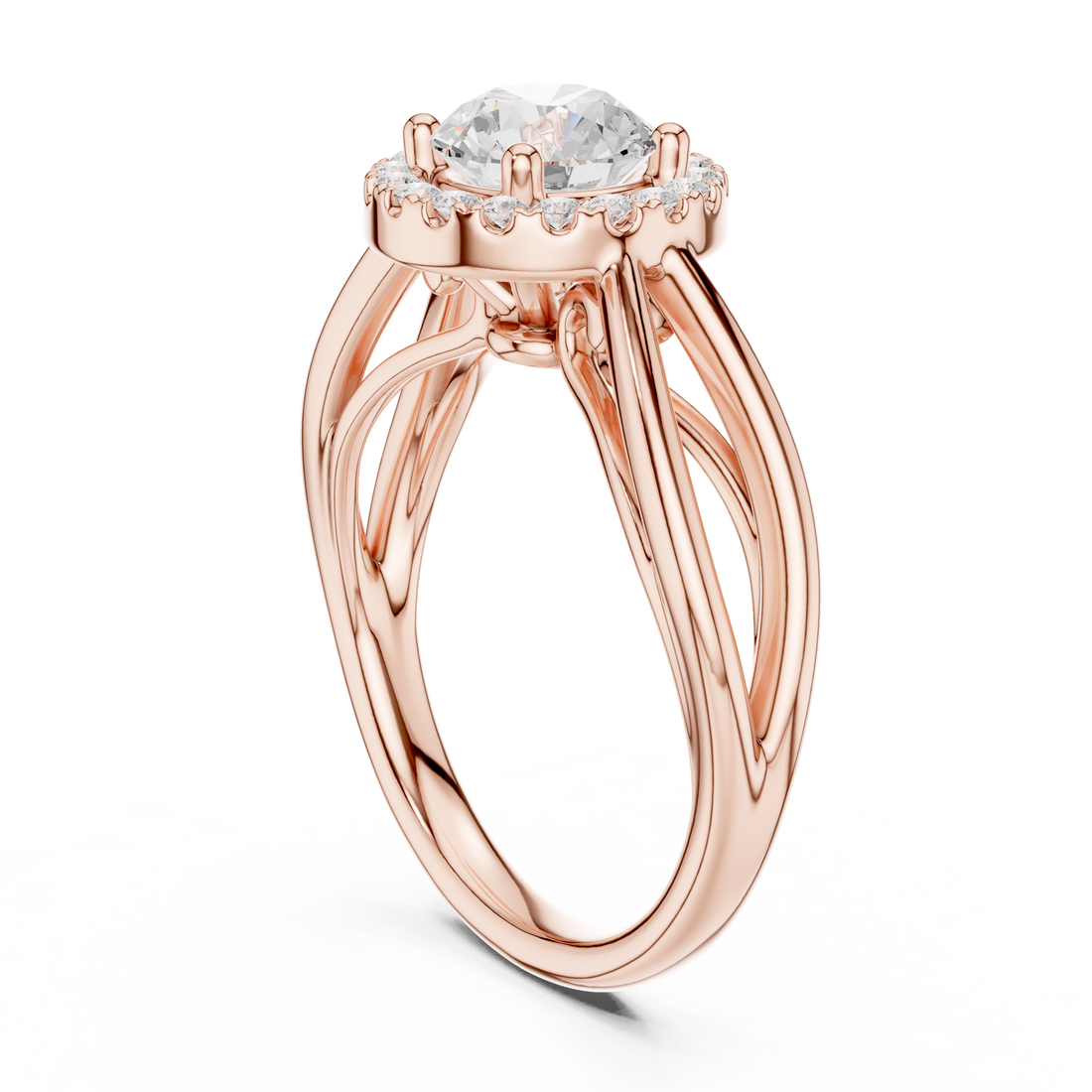 DDLR-637 - Halo Round Ring - White Gold