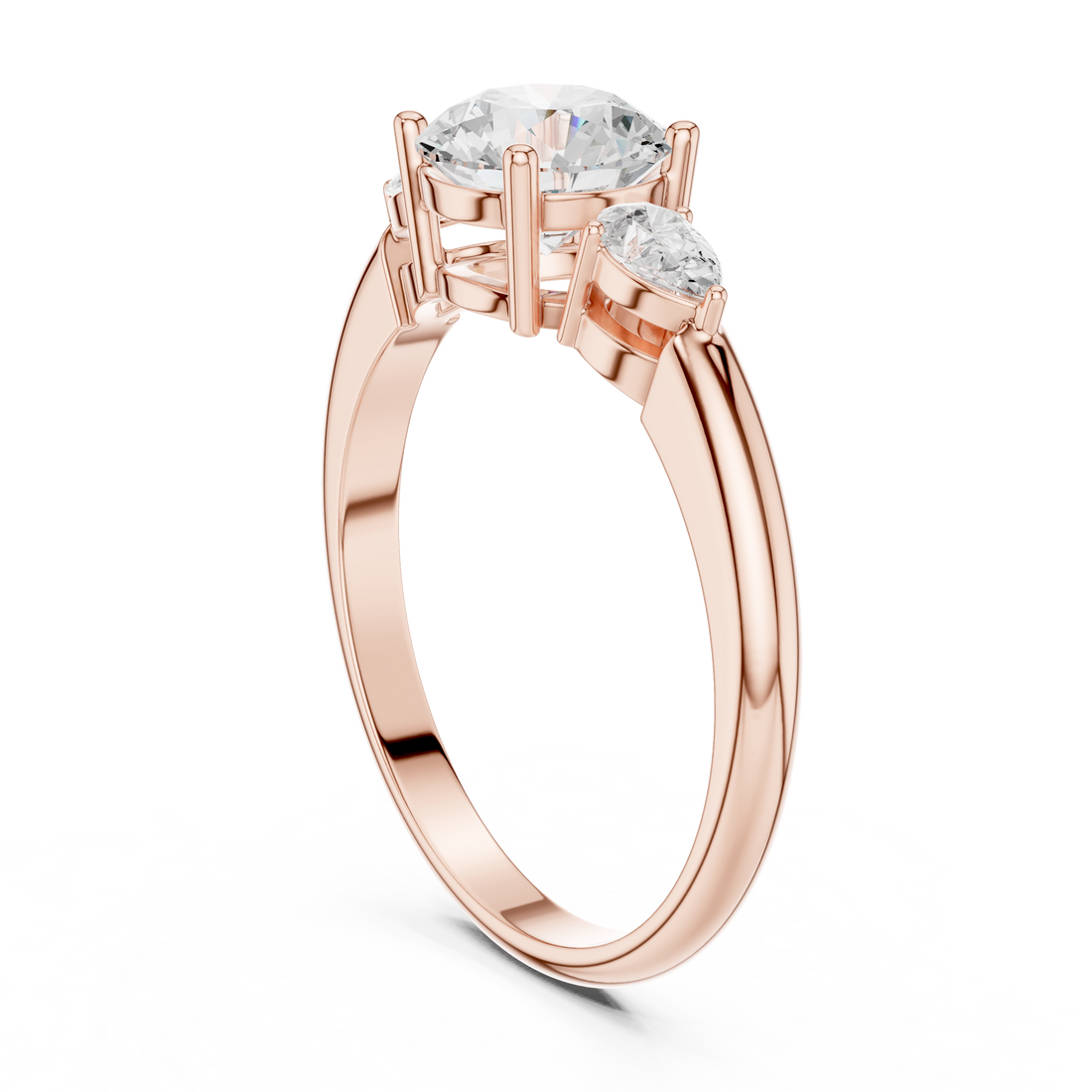 DDLR-1101 - Three Stone Round Ring - White Gold