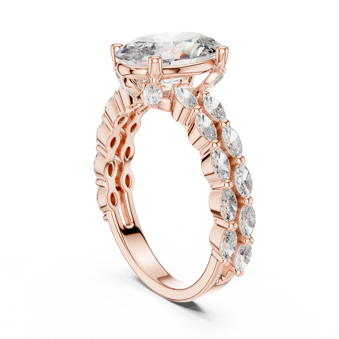 DDLR-064 - Split Shank Oval Ring - White Gold