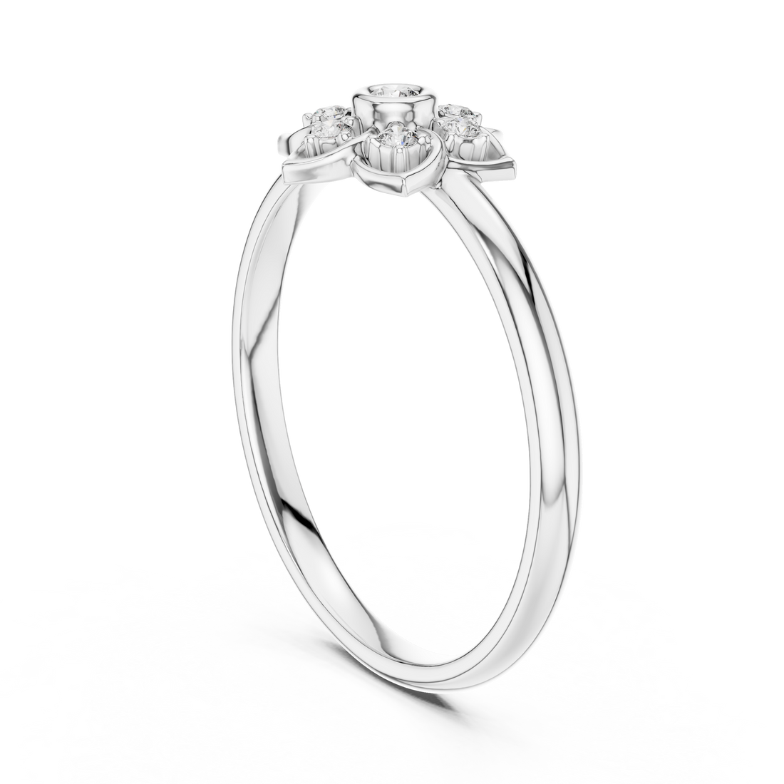 1 (419) - Fashion Round Ring - White Gold