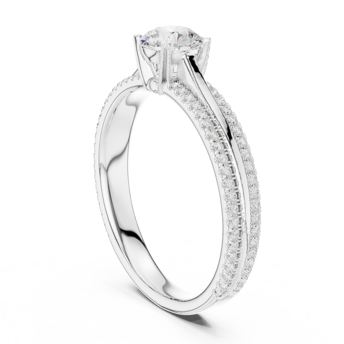LR-0310 - Solitaire Round Ring - White Gold