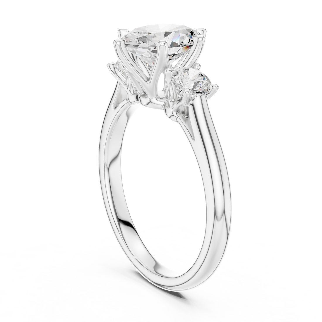 DDLR-041-OV - Three Stone Oval Ring - White Gold
