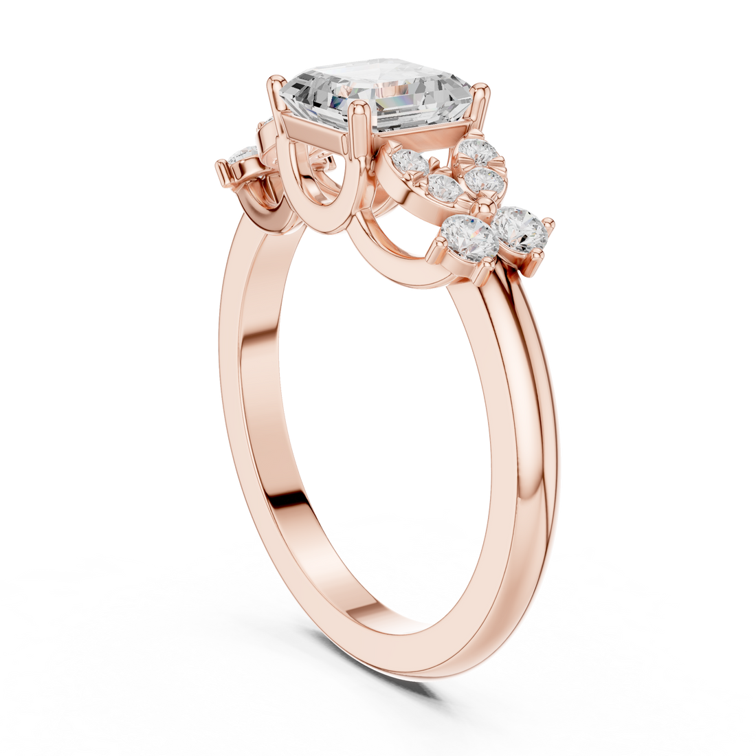 DDLR-1110 - Fashion Asscher Ring - White Gold