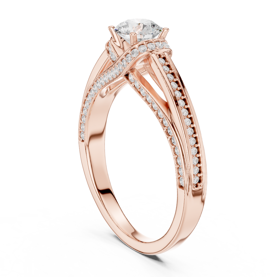 LR-0304 - Split Shank Round Ring - White Gold