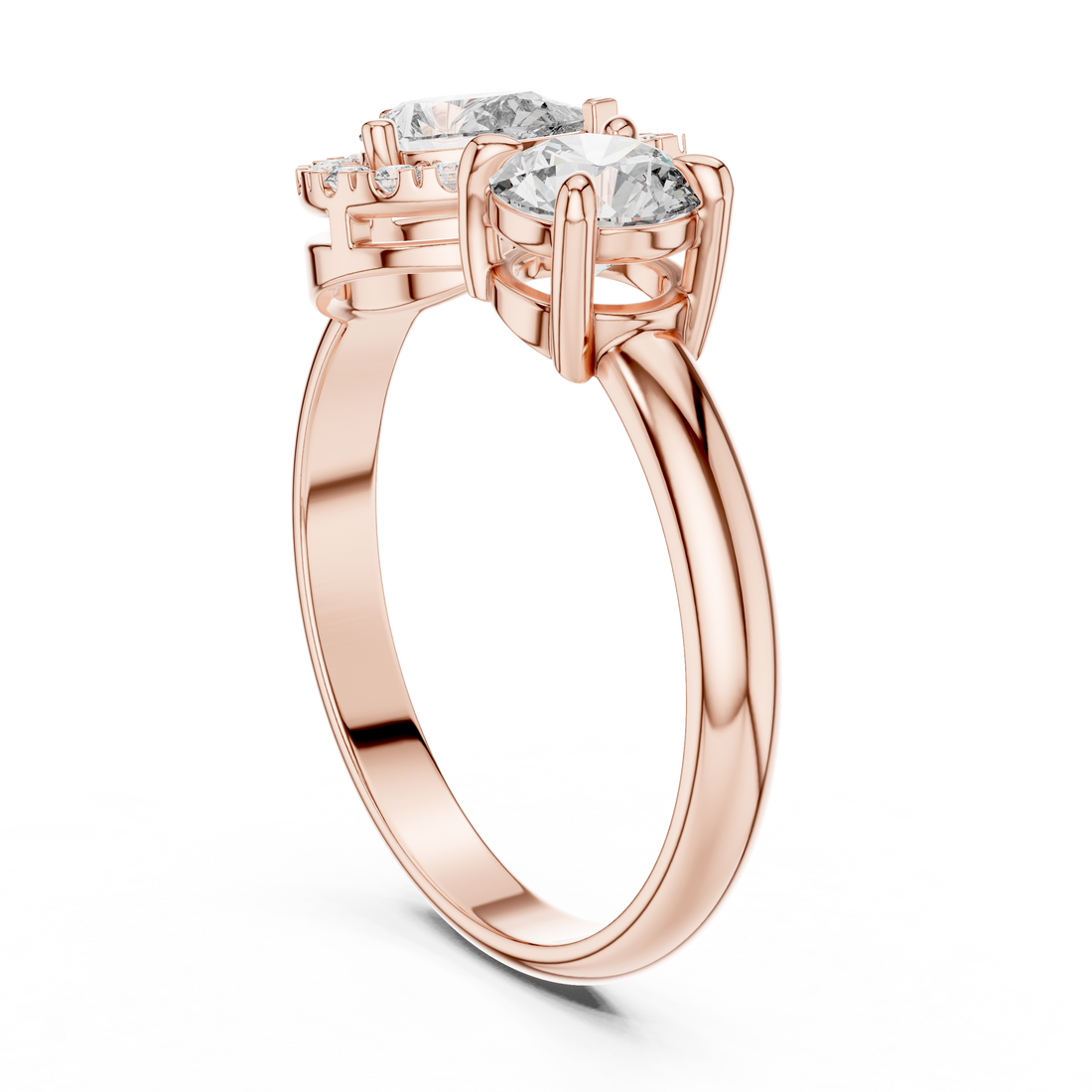 DDLR-003 - Halo Three Stone Pear Ring - White Gold
