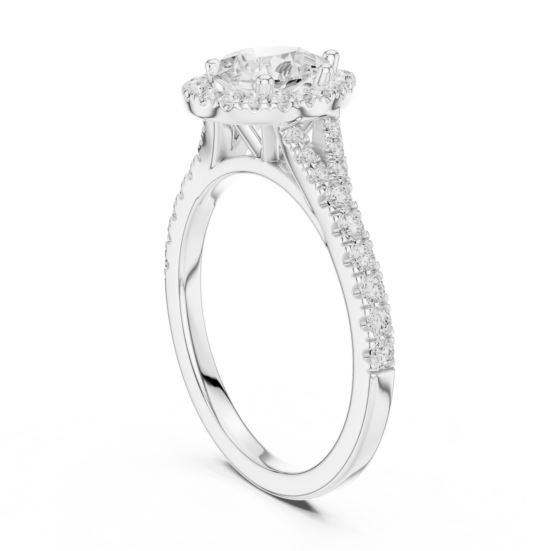 DDLR-911 - Halo Pear Ring - White Gold
