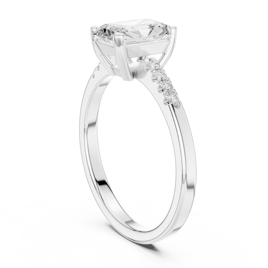 DDLR-479 - Solitaire Radiant Ring - White Gold