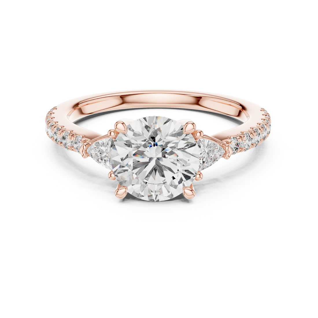 Three Stone Ring - Round | DDLR-037 - Rose Gold