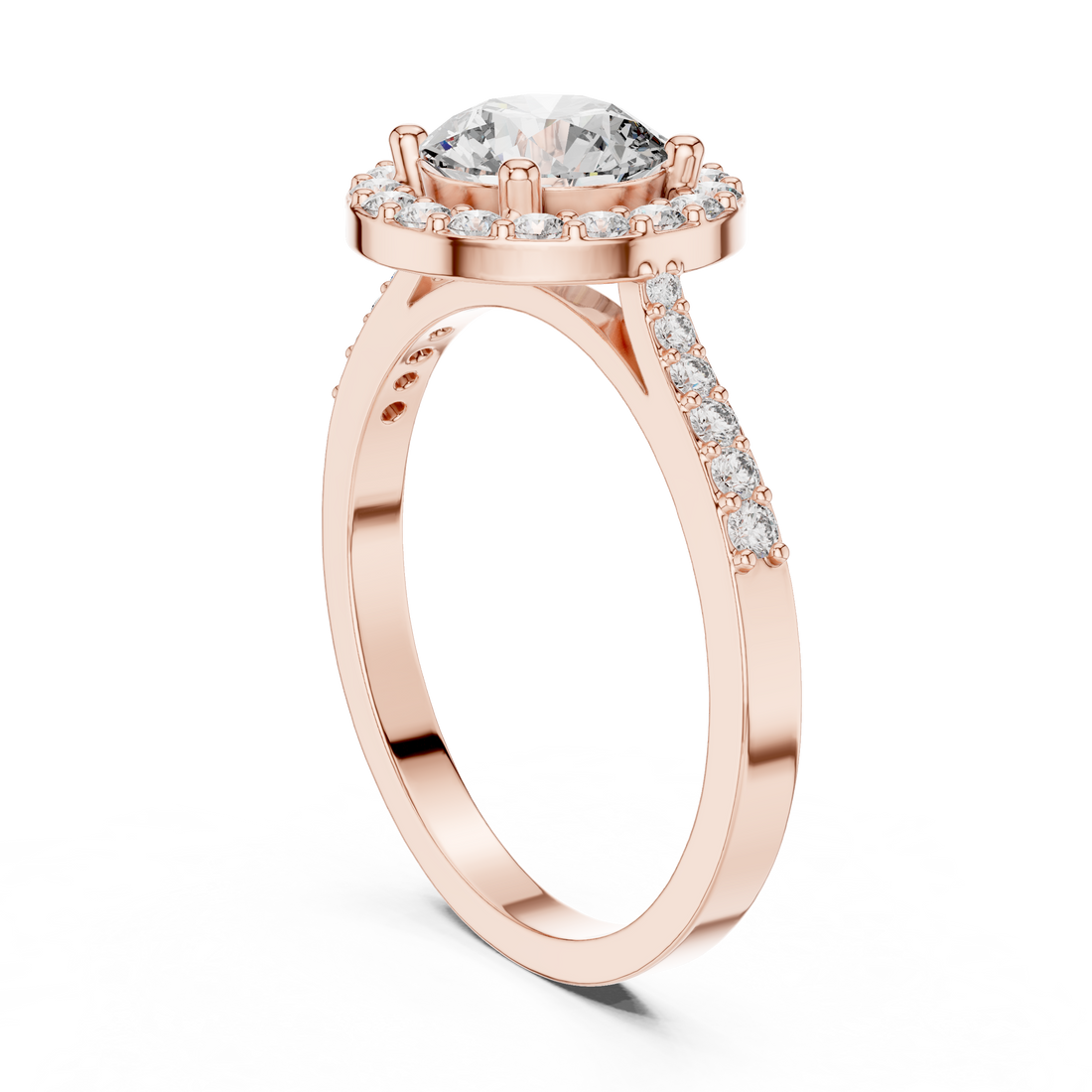 ALR-113 - Halo Round Ring - White Gold