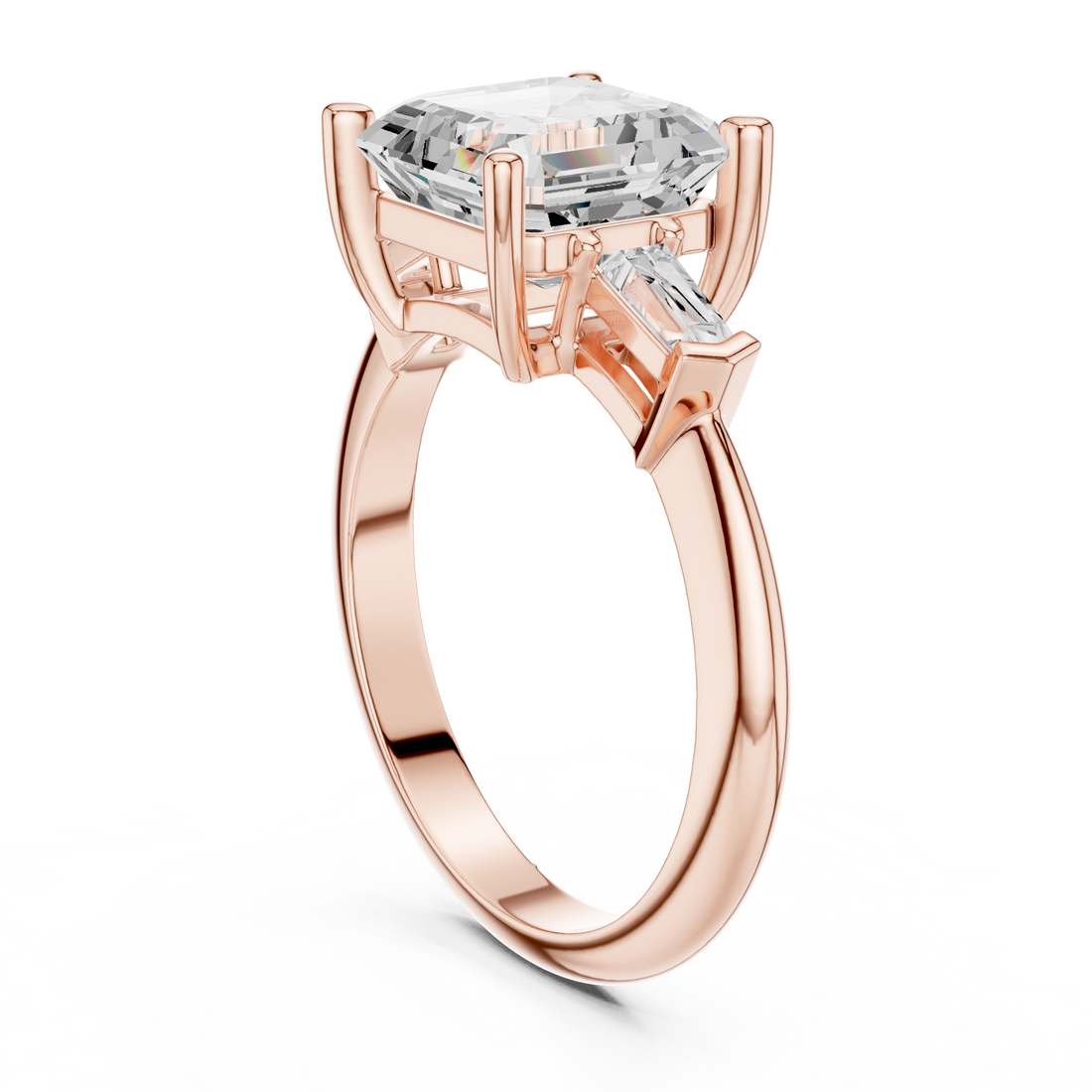 Three Stone Ring - Asscher | 67 AC - White Gold