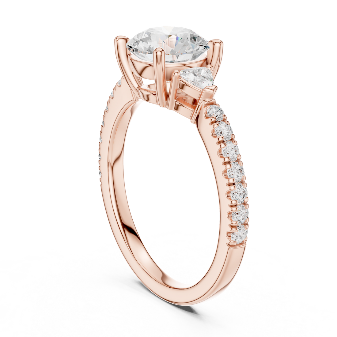 DDLR-863 - Three Stone Round Ring - White Gold