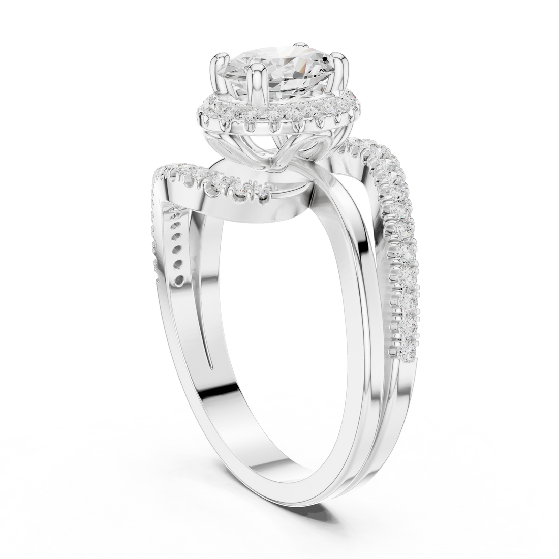 DDLR-319 - Halo Oval Ring - White Gold
