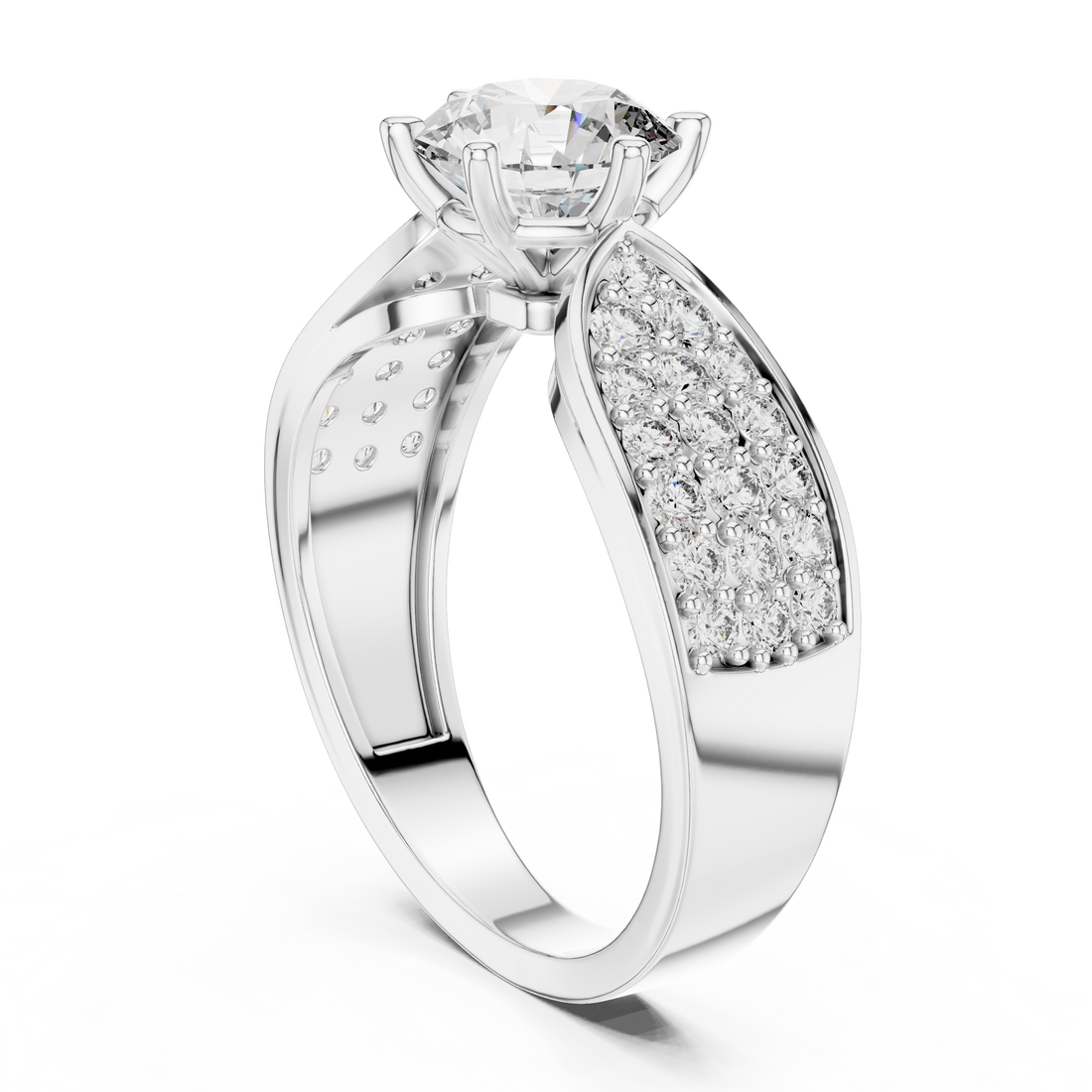 LR-0094 - Solitaire Round Ring - White Gold