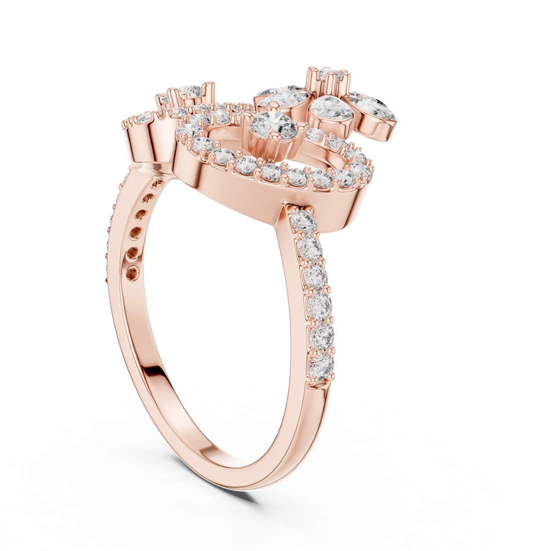 LR-01 (52) - Fashion Round Ring - White Gold