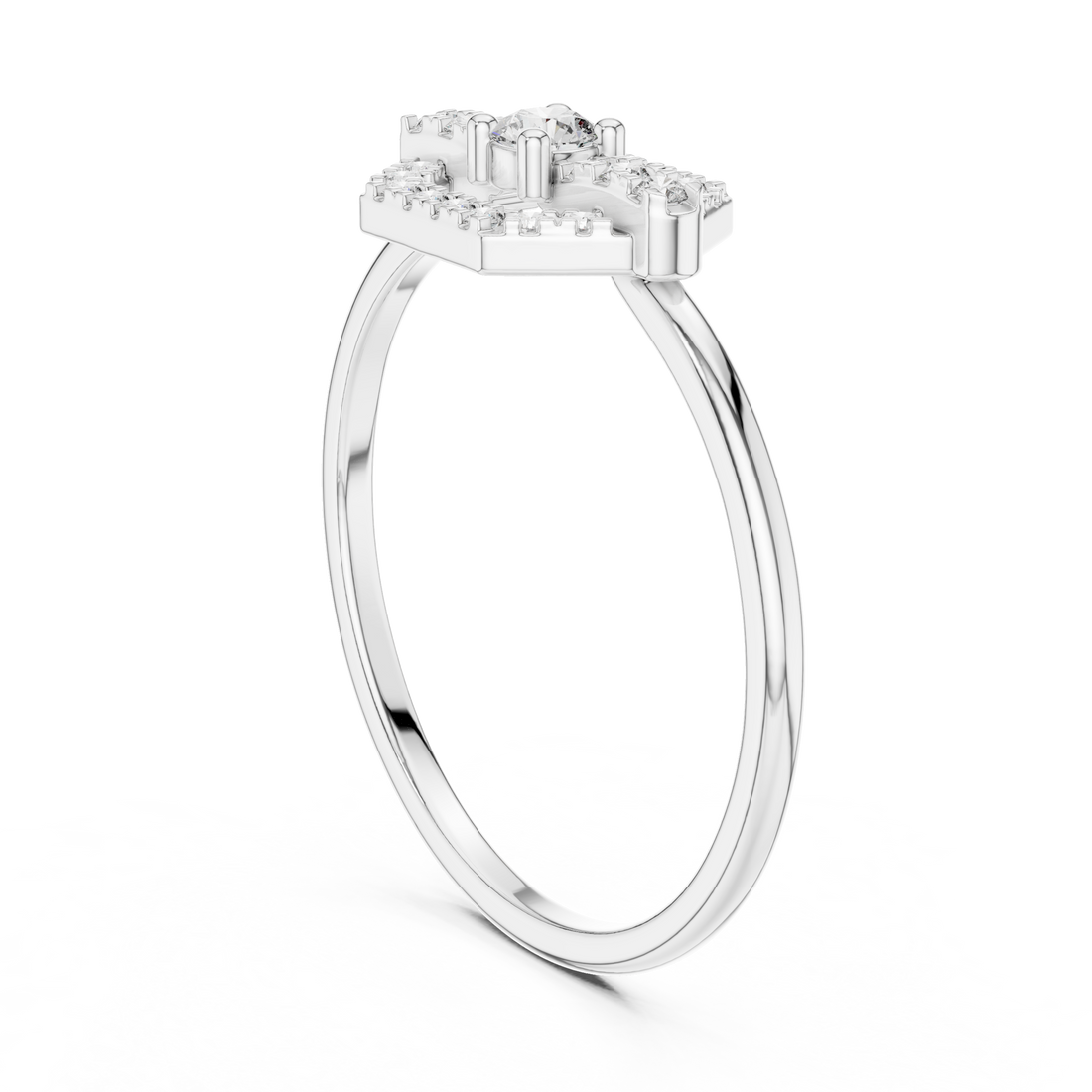 HLR-196 - Fashion Round Ring - White Gold