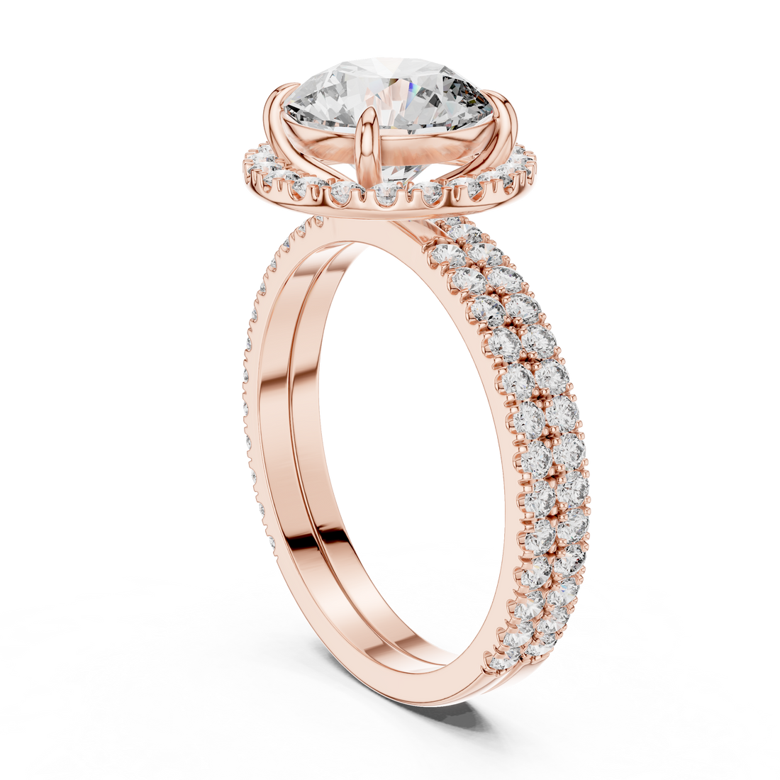 DDLR-006 - Halo Round Ring - White Gold