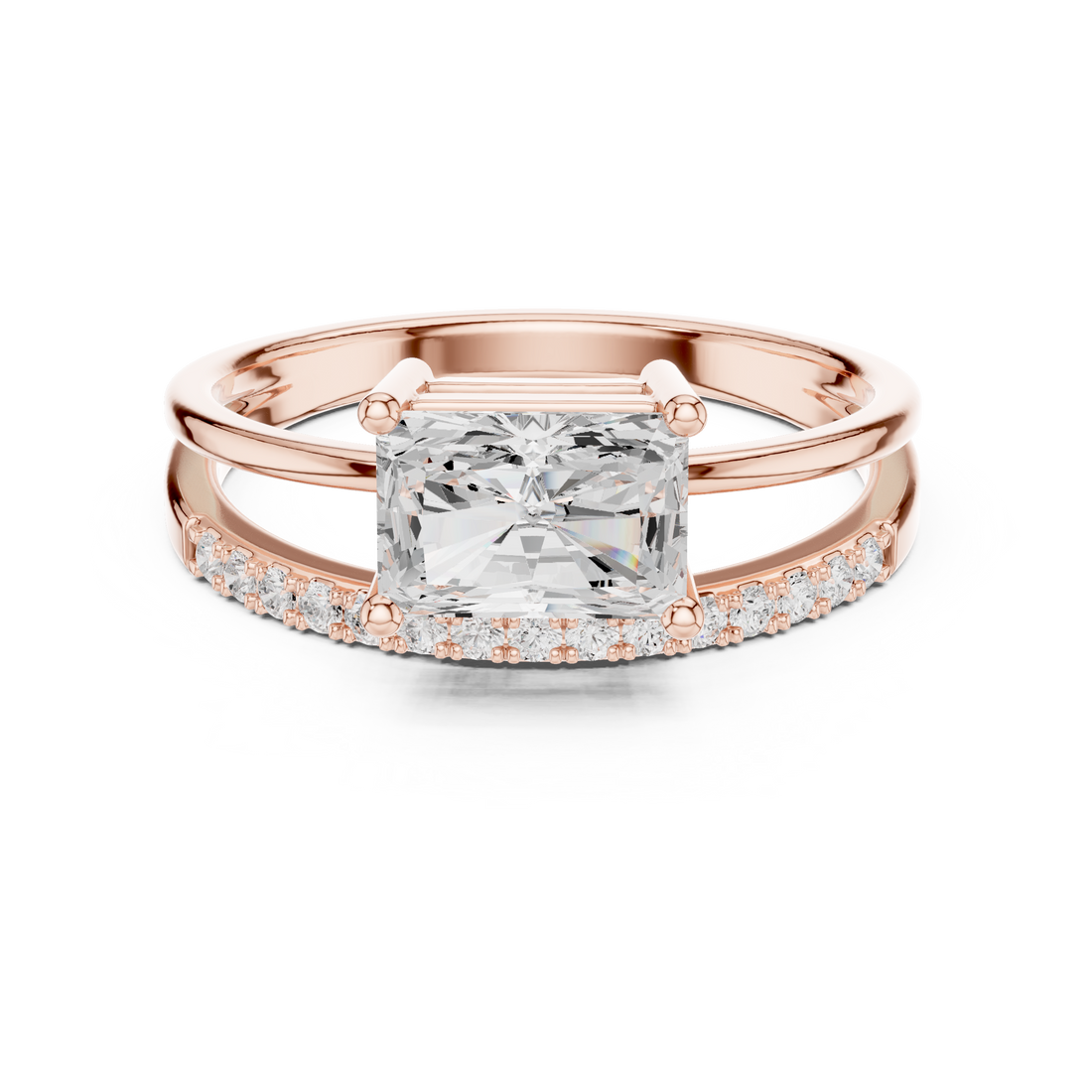 Split Shank Ring - Radiant | DDLR-471 - Rose Gold
