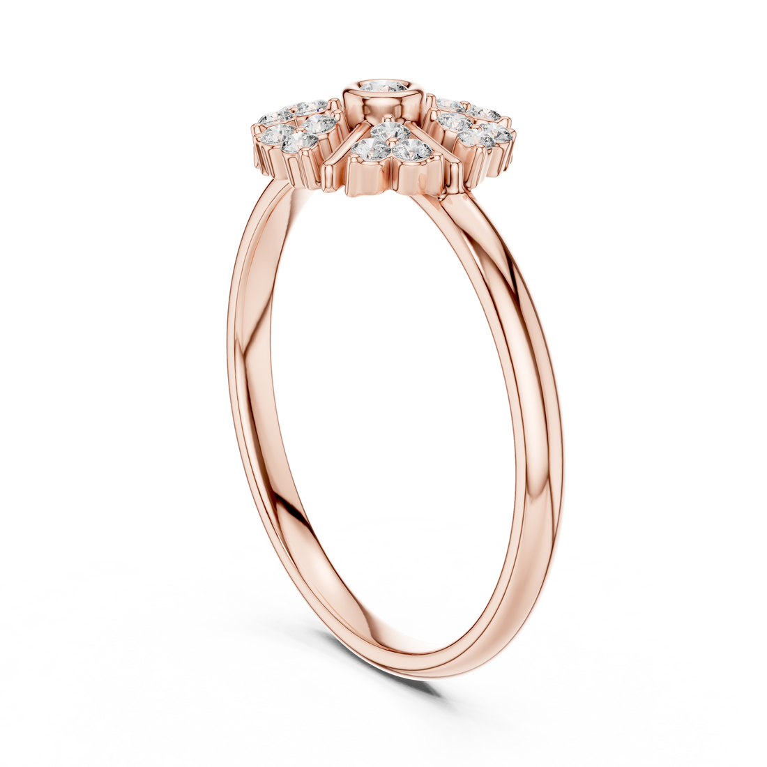 1 (413) - Fashion Round Ring - White Gold