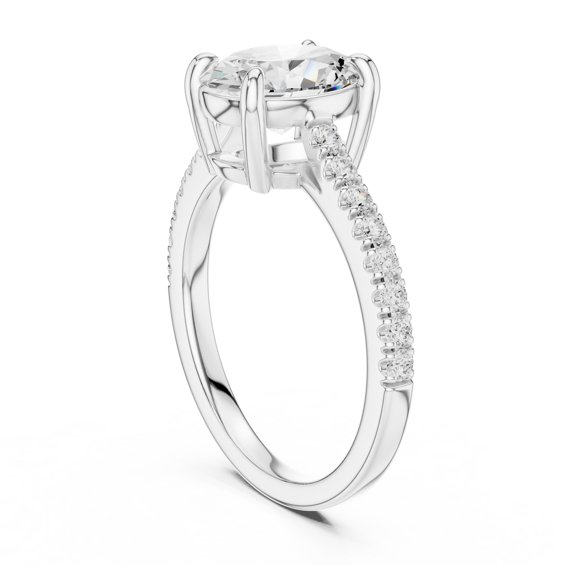 DDLR-879 - Solitaire Oval Ring - White Gold