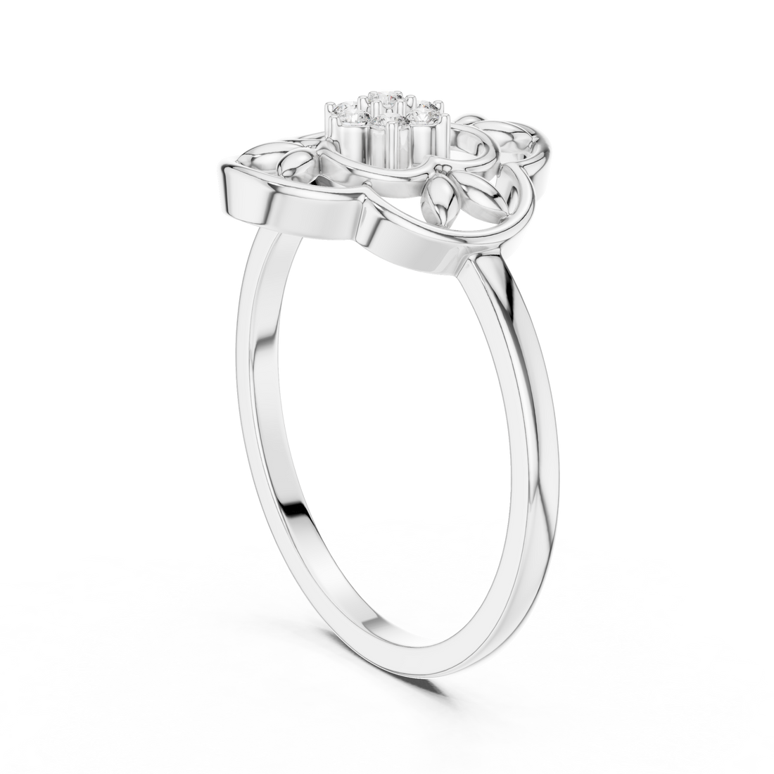 DR-6277 - Fashion Round Ring - White Gold
