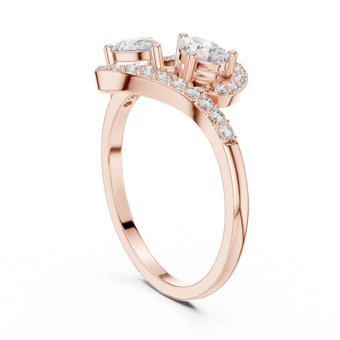 HLR-175 - Fashion Pear Ring - White Gold