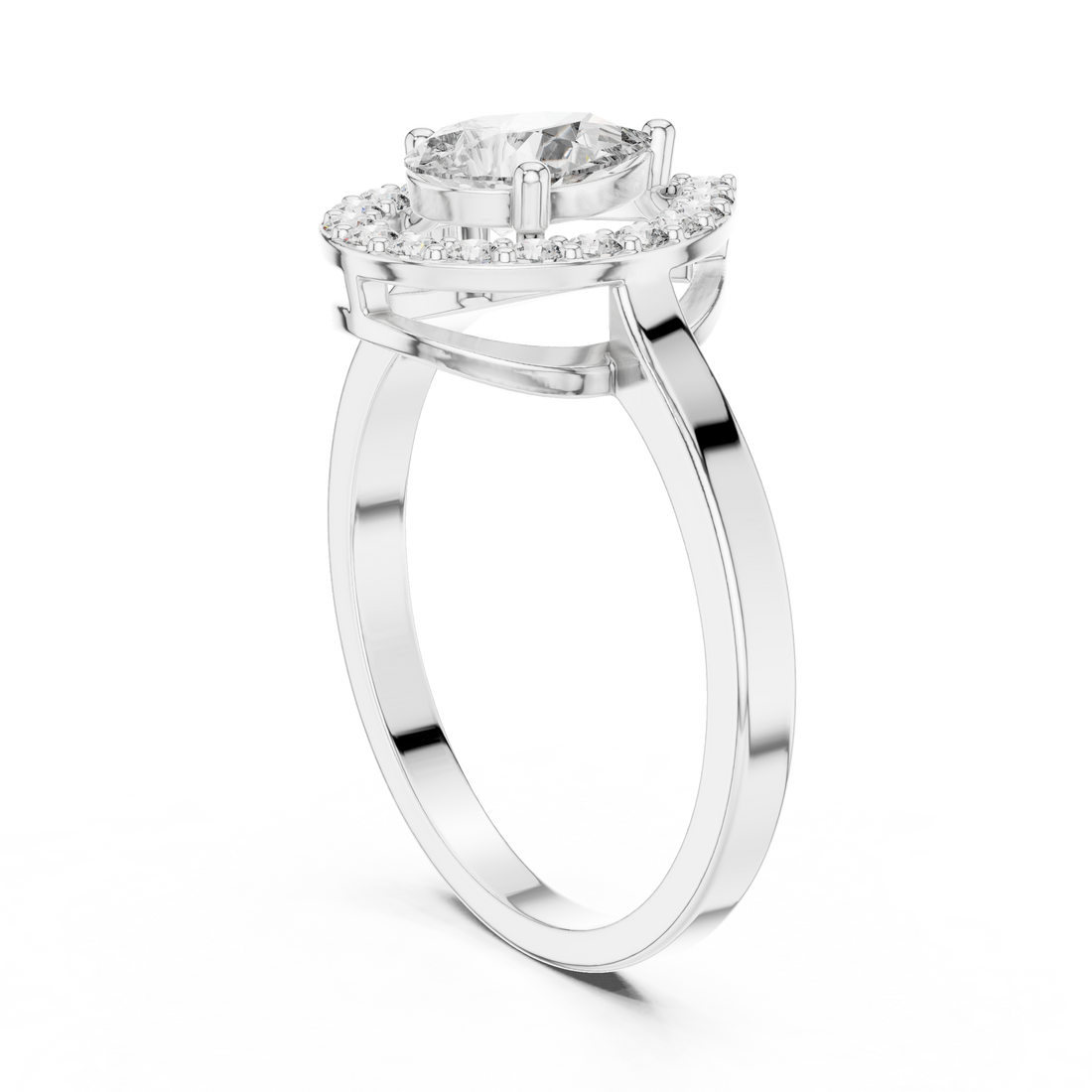 ALR-30 - Halo Pear Ring - White Gold