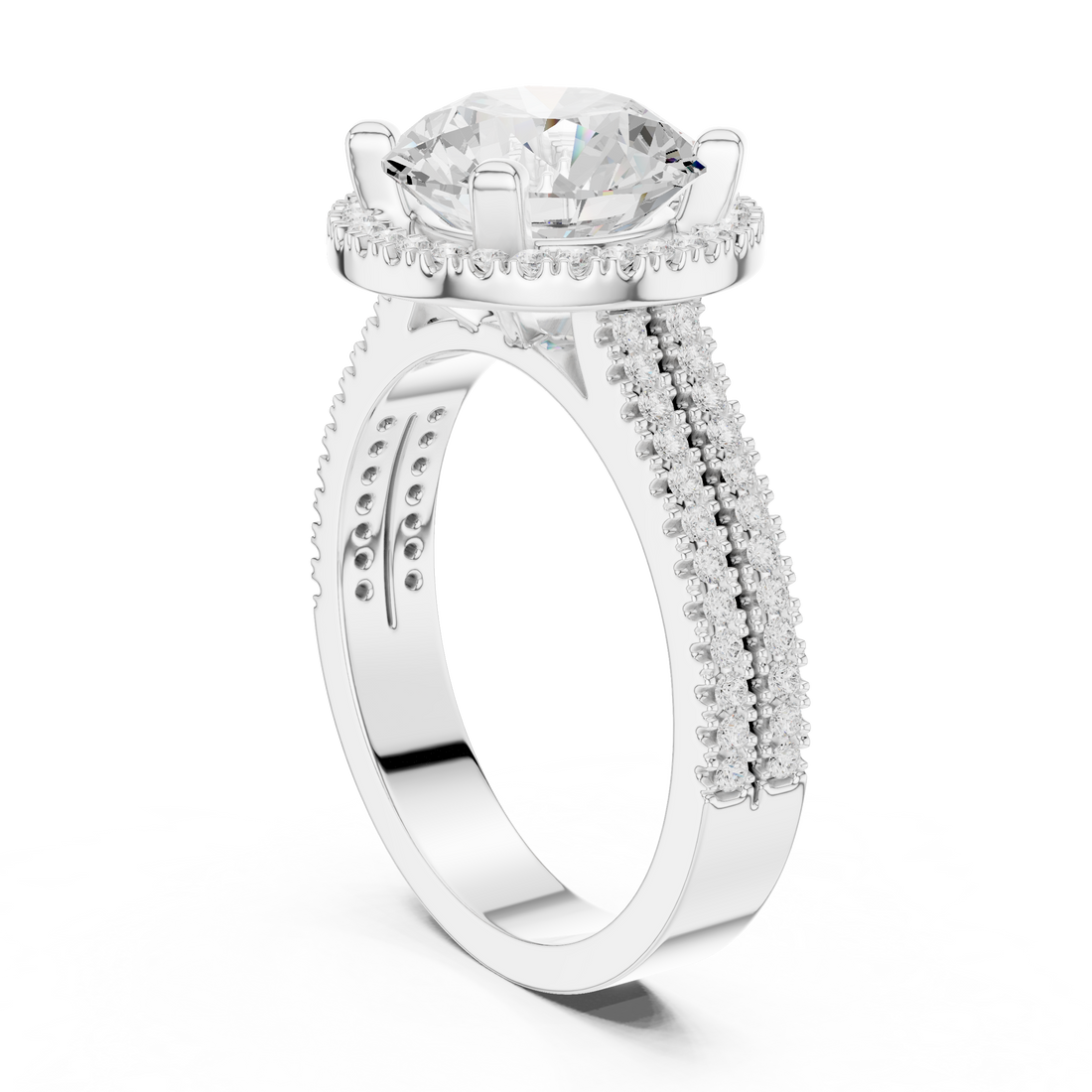 DDLR-341 RND - Halo Round Ring - White Gold