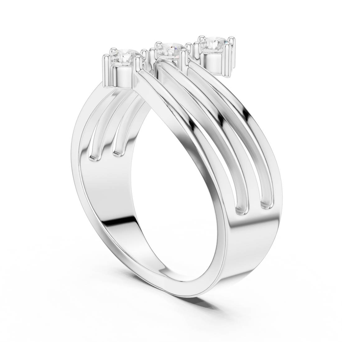 SBWR(37) - Fashion Round Ring - White Gold