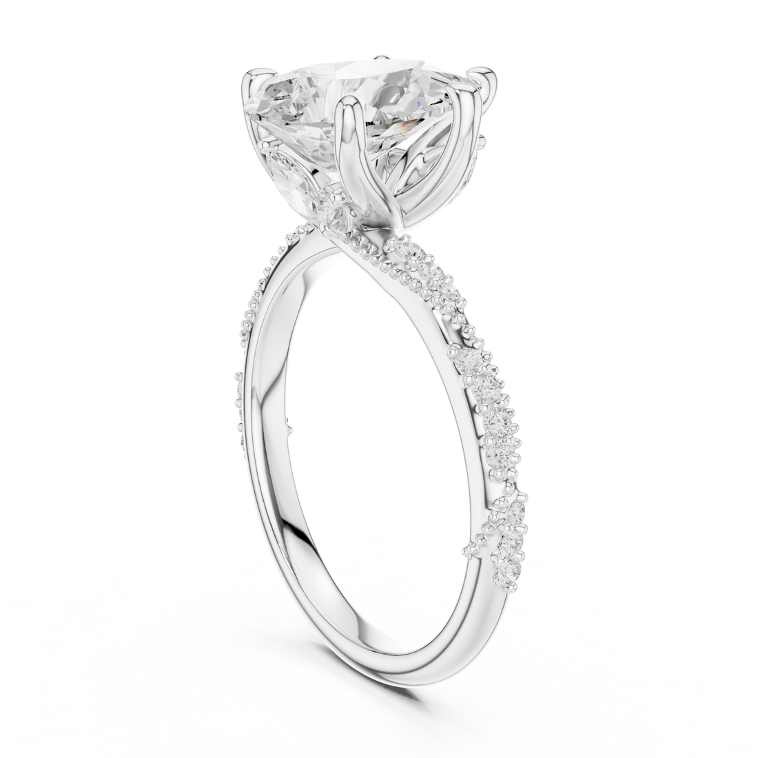 DDLR-167-PE - Solitaire Pear Ring - White Gold