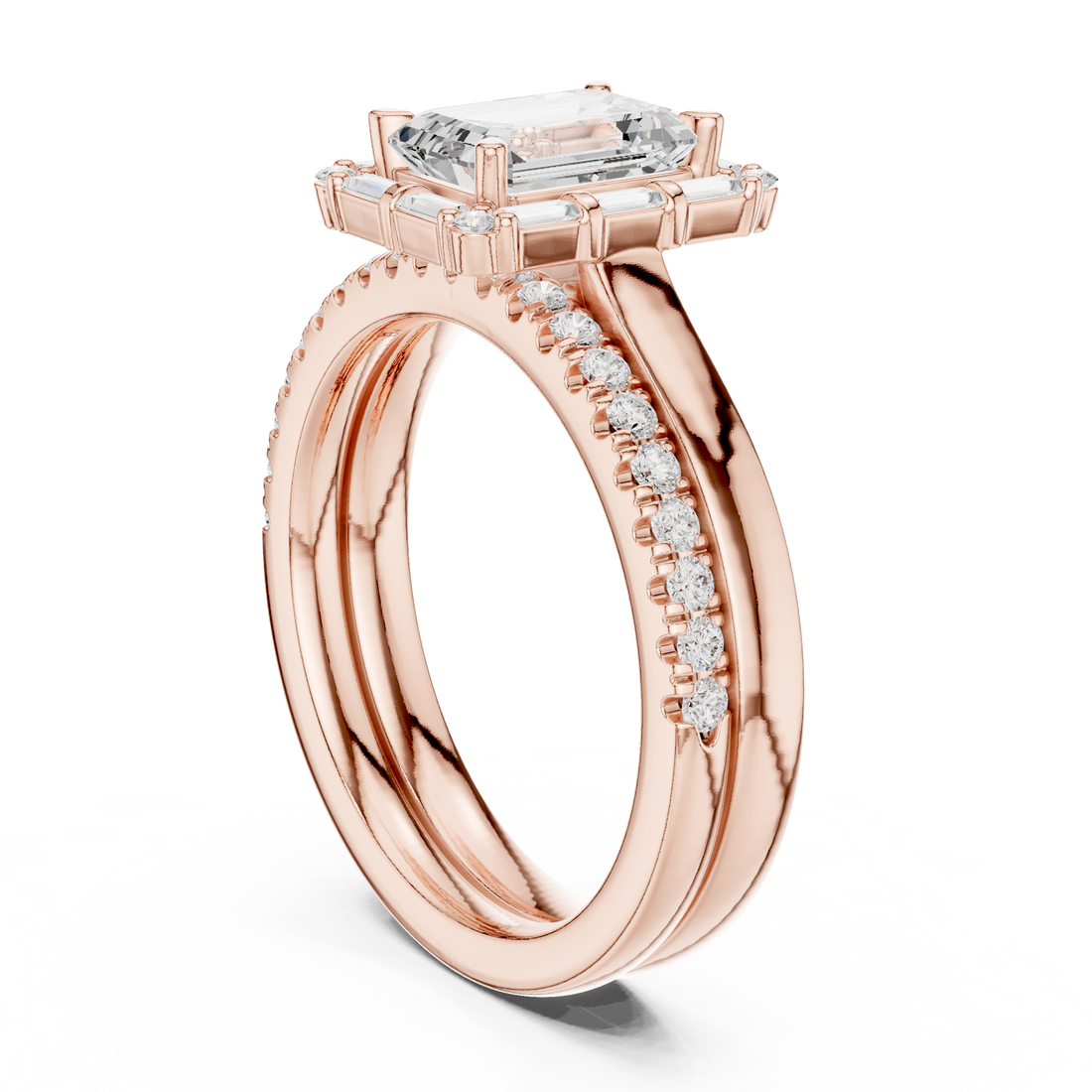 DDLR-303 - Halo Emerald Ring - White Gold