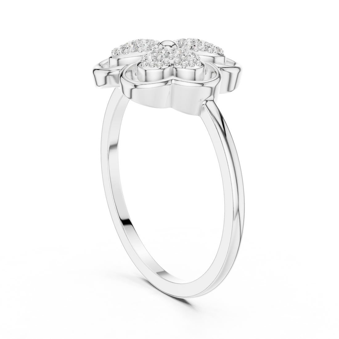 DR-6274 - Fashion Round Ring - White Gold
