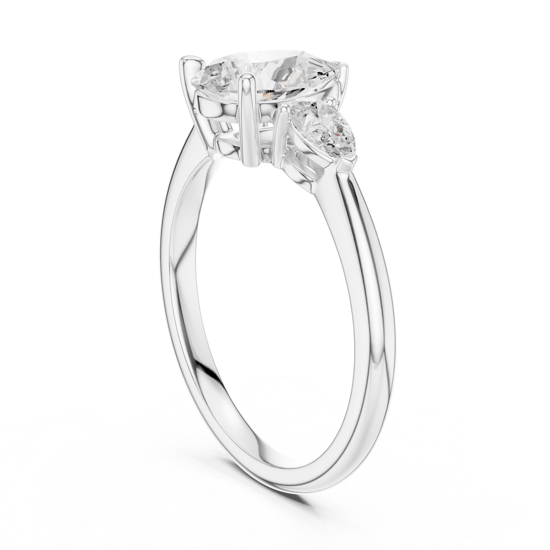 DDLR-864 - Three Stone Pear Ring - White Gold