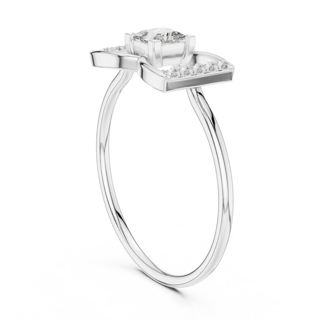 HLR-198 - Fashion Princess Ring - White Gold