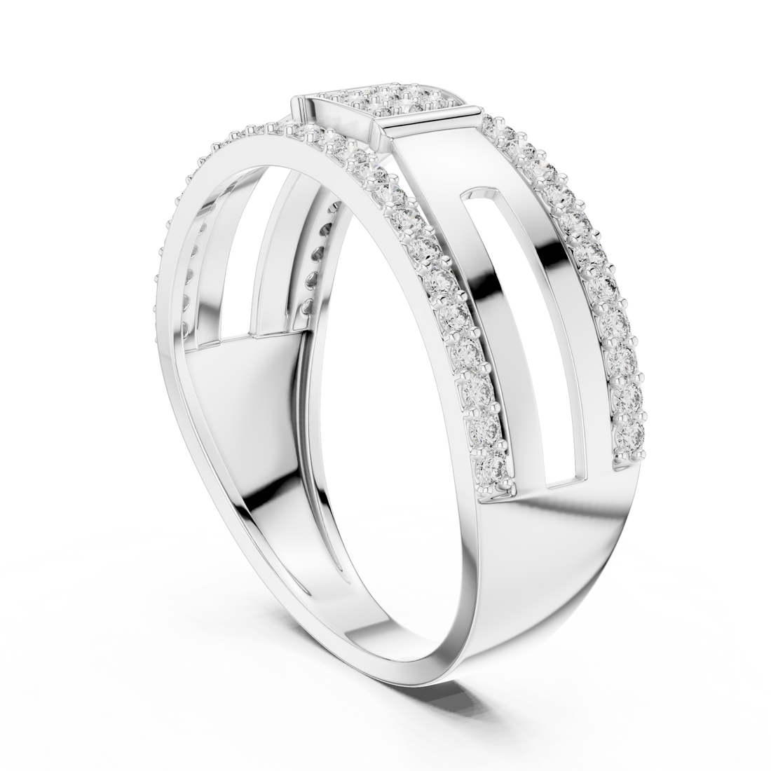 LR-01 (22) - Fashion Round Ring - White Gold