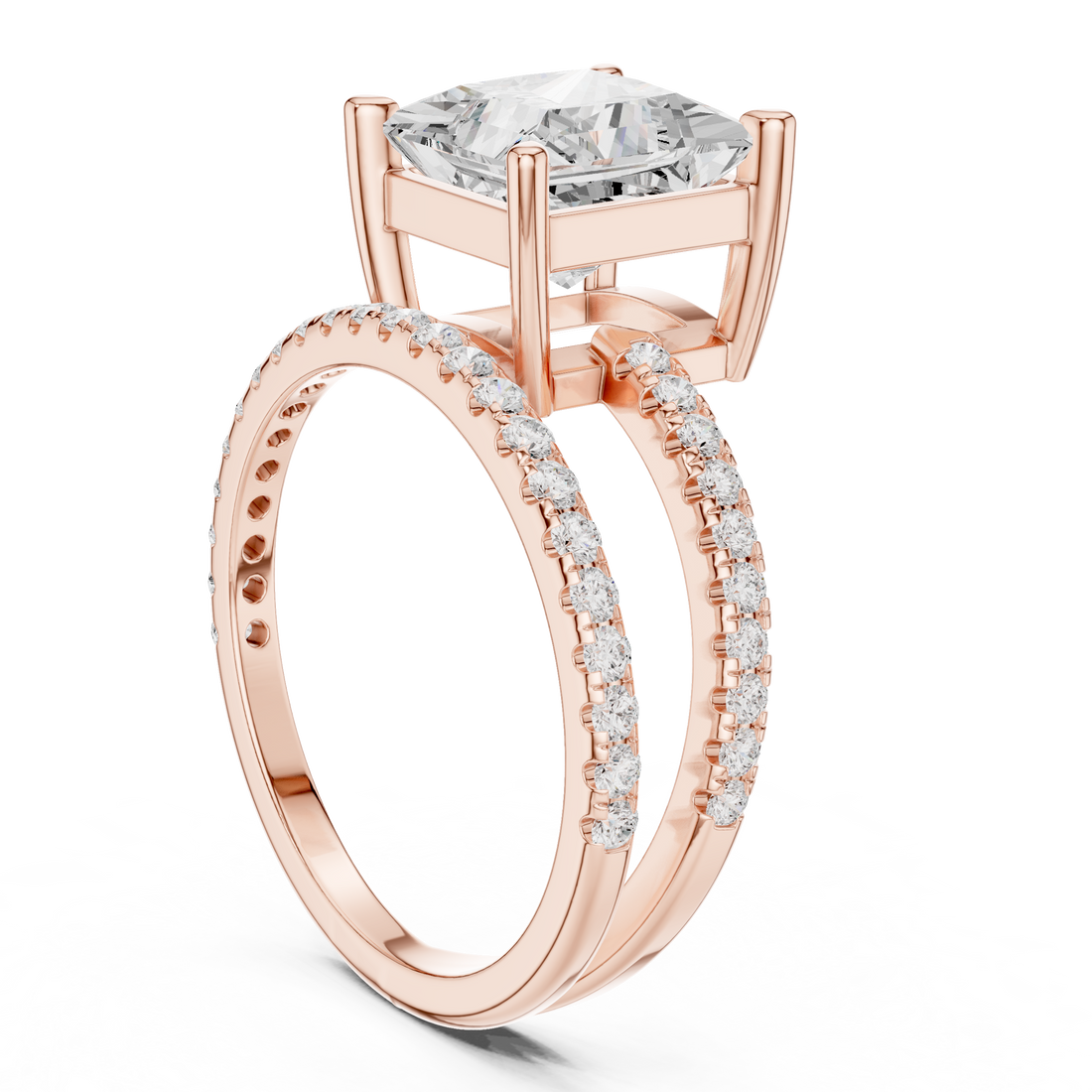 39 PRI - Split Shank Princess Ring - White Gold