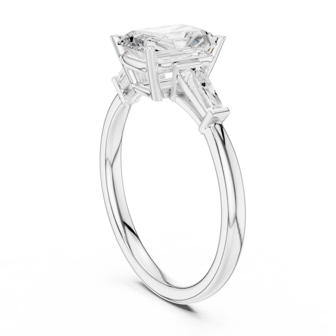 DDLR-287 - RA - Three Stone Radiant Ring - White Gold