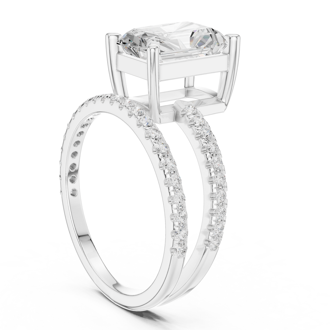 39 RA - Solitaire Radiant Ring - White Gold