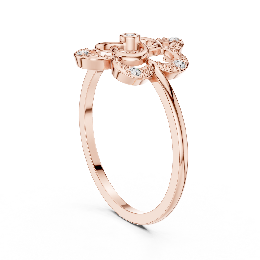 DR-6255 - Fashion Round Ring - White Gold