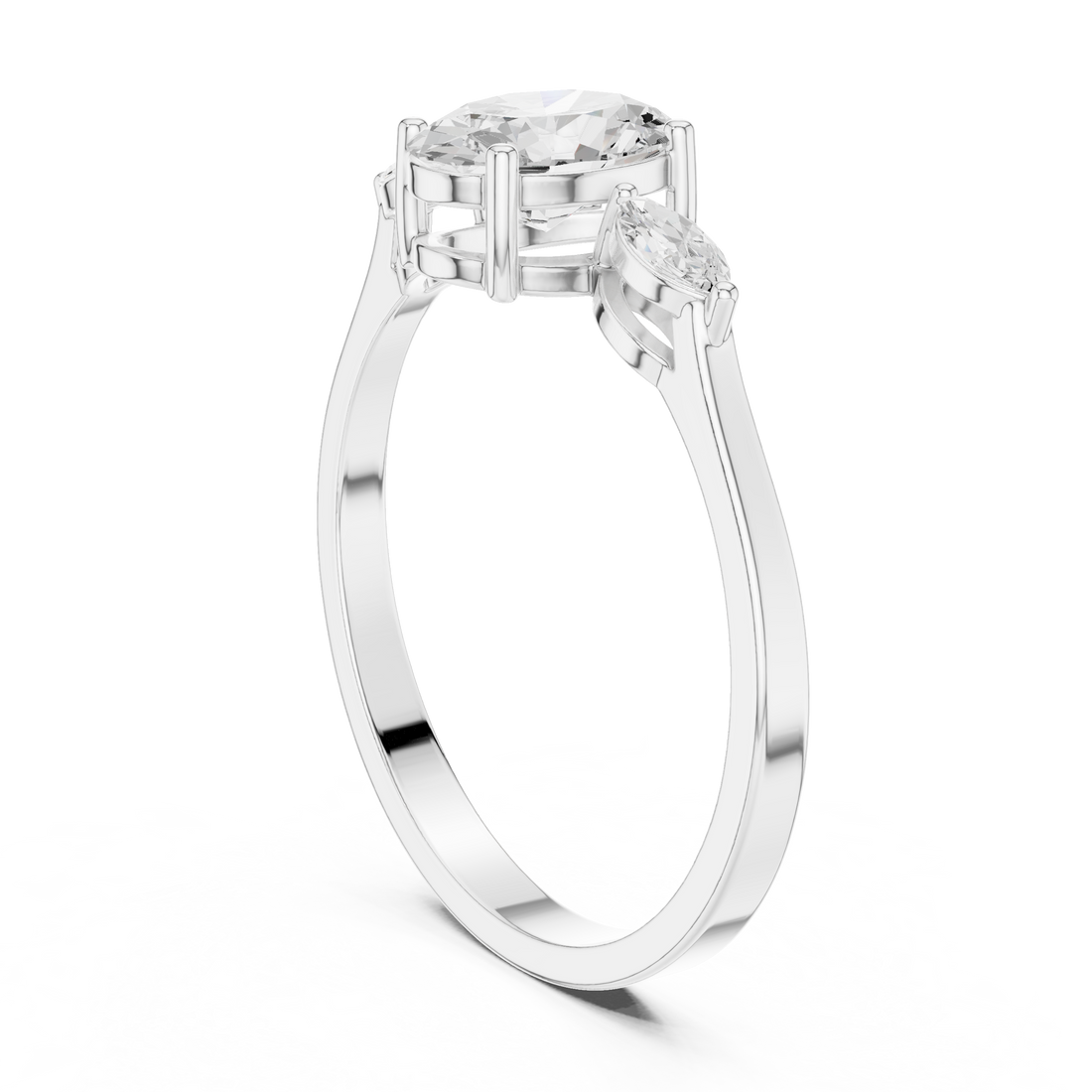 HLR-45 - Three Stone Oval Ring - White Gold