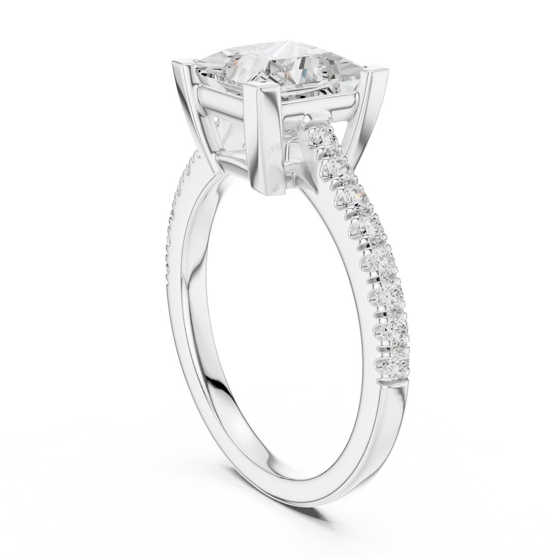 DDLR-039-PR - Solitaire Princess Ring - White Gold