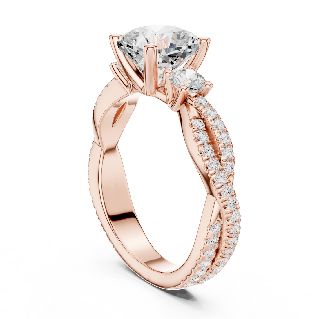 DDLR-1033 - Three Stone Cushion Ring - White Gold
